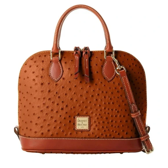 Dooney & Bourke Ostrich Zip Zip Satchel Bag Shoulder Crossbody Leather Old Money - Picture 16 of 16
